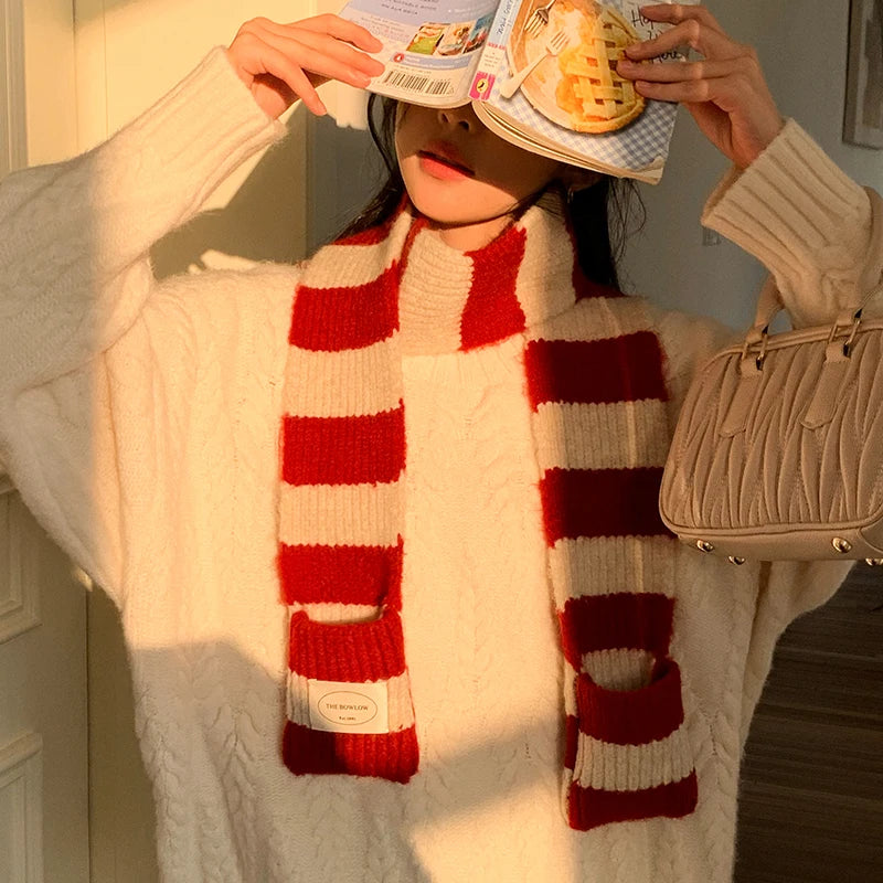 Écharpe en Maille Épaisse à Rayures