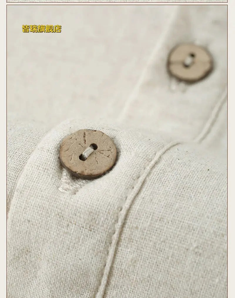 Chemise en Lin et Coton Col Mao