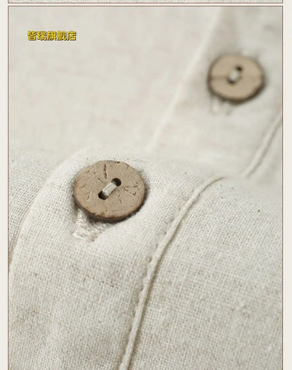 Chemise en Lin et Coton Col Mao