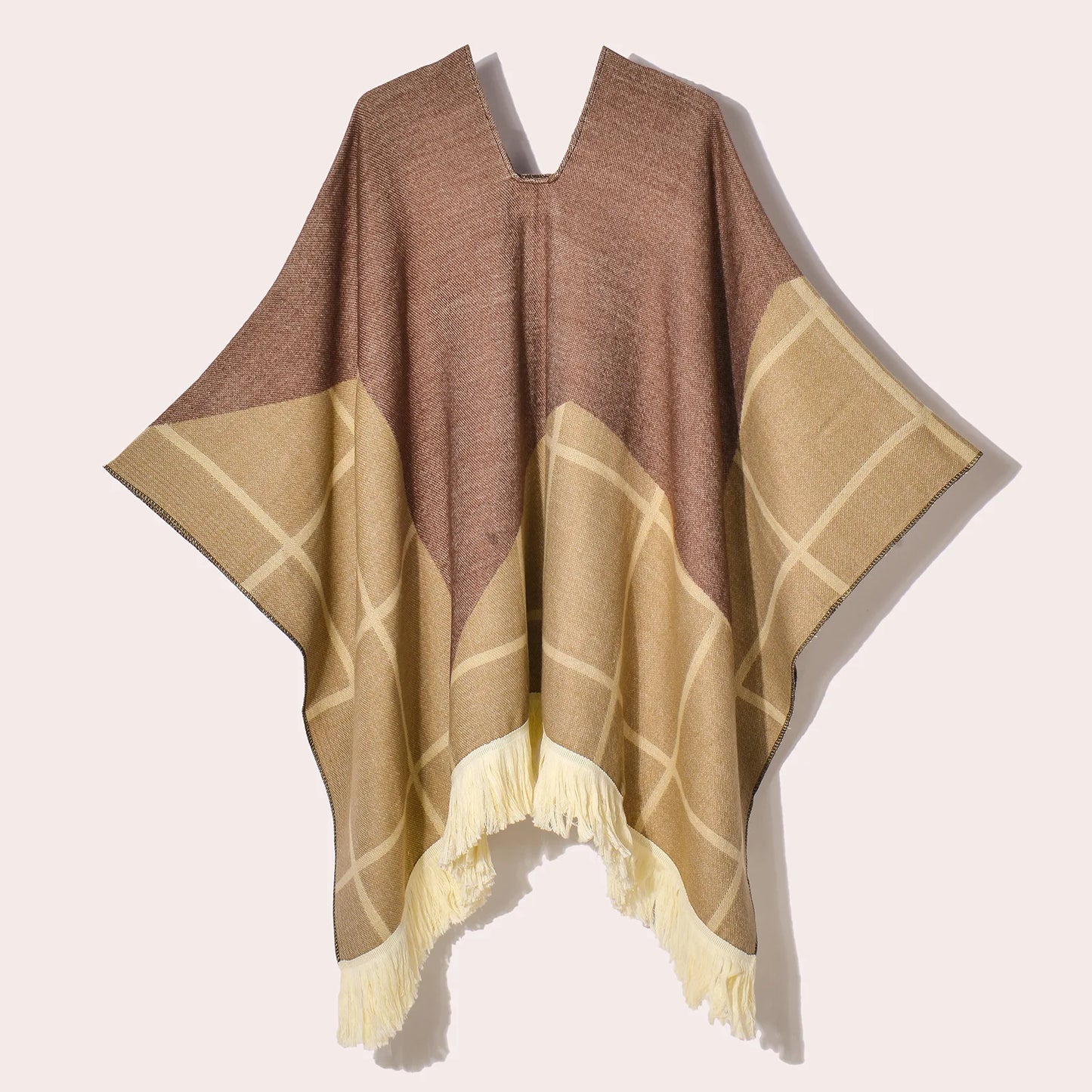 Poncho Ethnique à Franges - Style Bohème & Jacquard