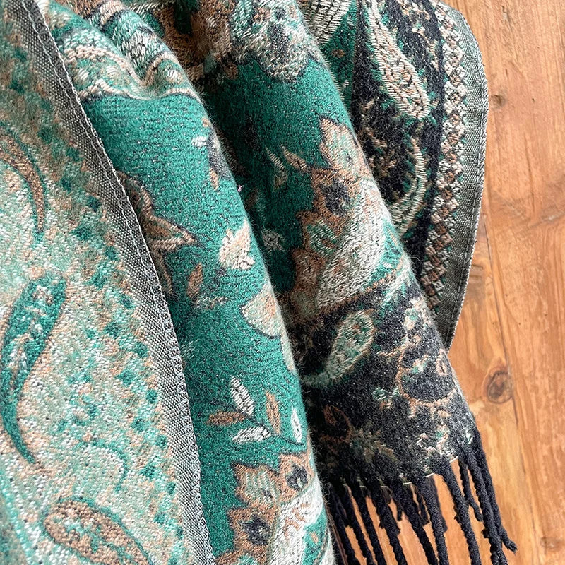 Écharpe Jacquard à Motifs Floraux - Style Bohème & Douceur