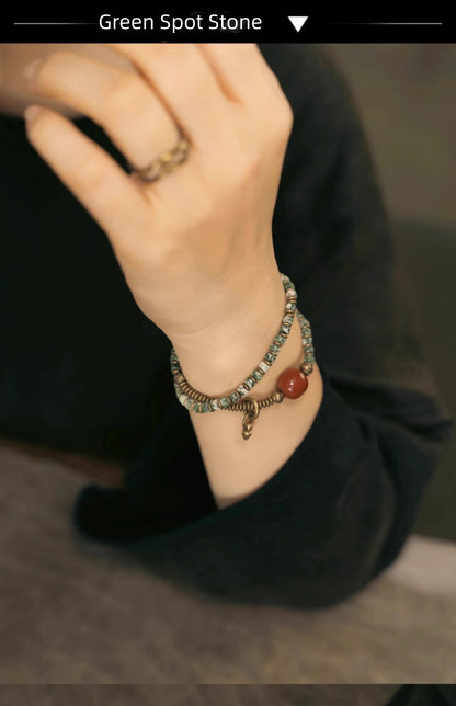 Bracelet Jaspe Paysage ou Jaspe Tacheté Vert ou Bleu – Perles Ethniques Unisexe