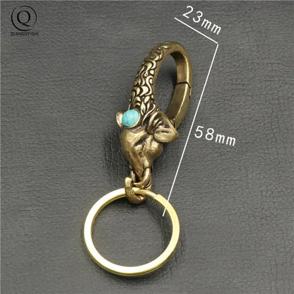 Porte-clés en Cuivre Artisanal Tête de Dragon