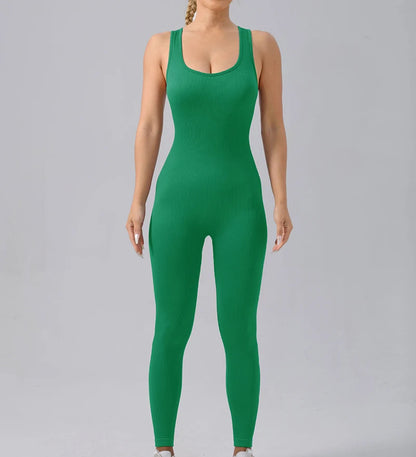 Combinaison de Yoga Femme Sans Coutures - Tenue de Sport Une Pièce Sans Manches pour Fitness et Gym