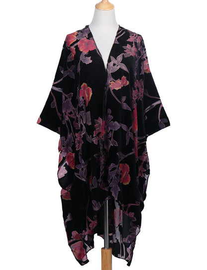 Kimono Long en Tulle Brodé - Élégance Bohème et Légèreté