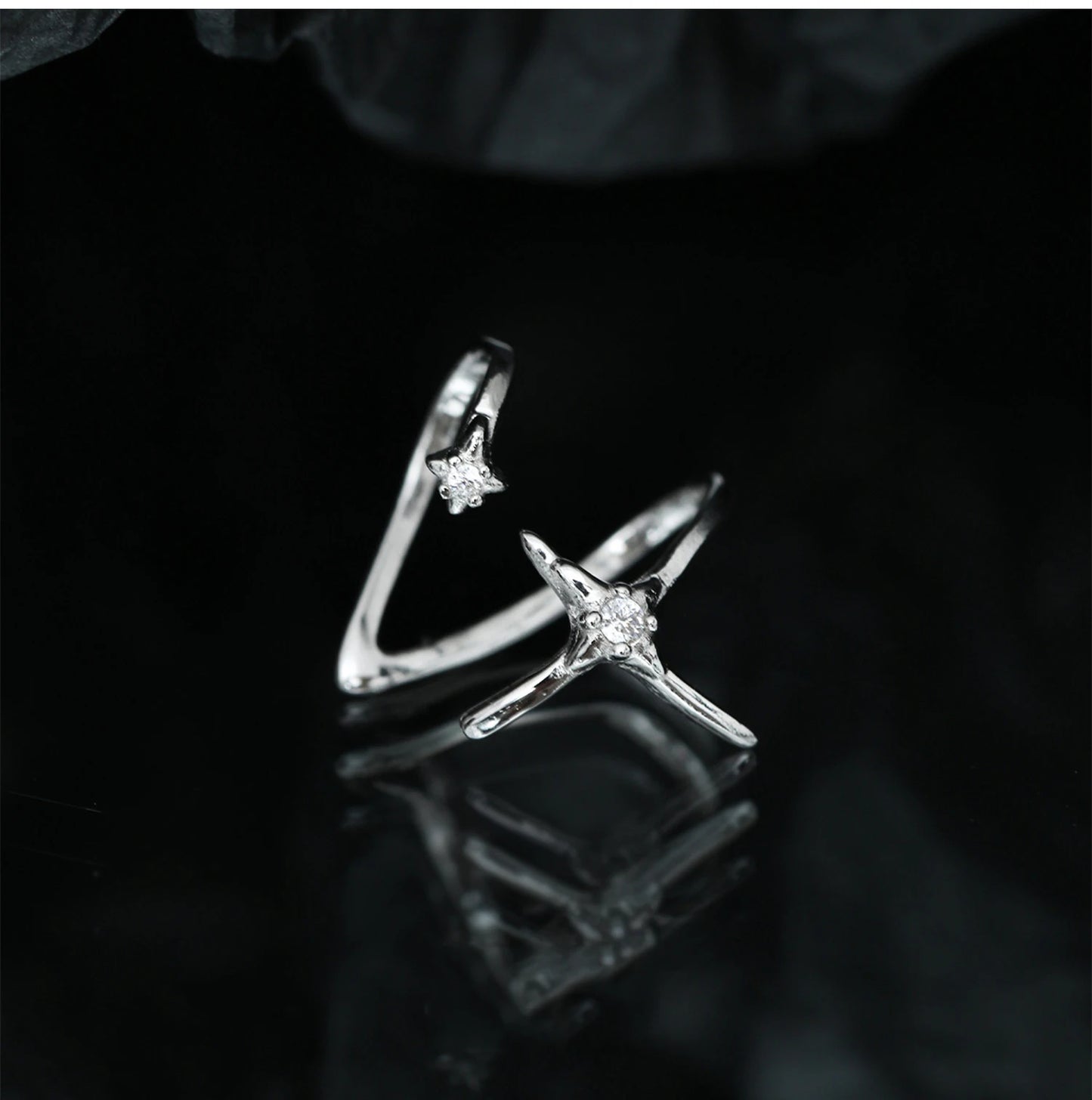 Bague d'Oreille Argent 925 Étoile et Zircon - Éclat Céleste