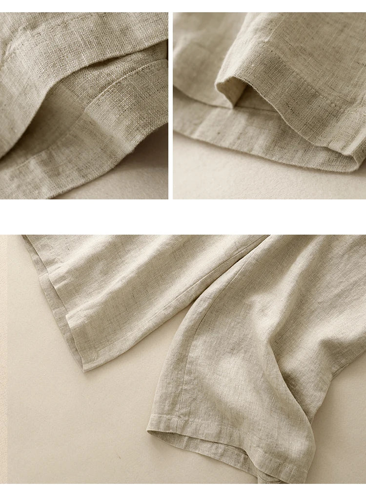 "Hikari" Pantalon large femme en coton et lin | Taille haute fluide, simple et élégant
