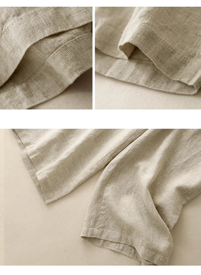 "Hikari" Pantalon large femme en coton et lin | Taille haute fluide, simple et élégant