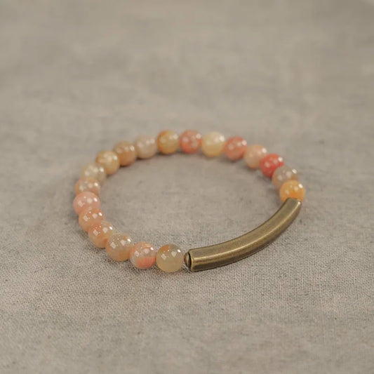 Bracelet Pierre Corail Rose et Laiton Vintage – Bijou Apaisant pour Femme