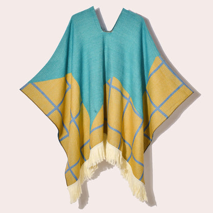 Poncho Ethnique à Franges - Style Bohème & Jacquard