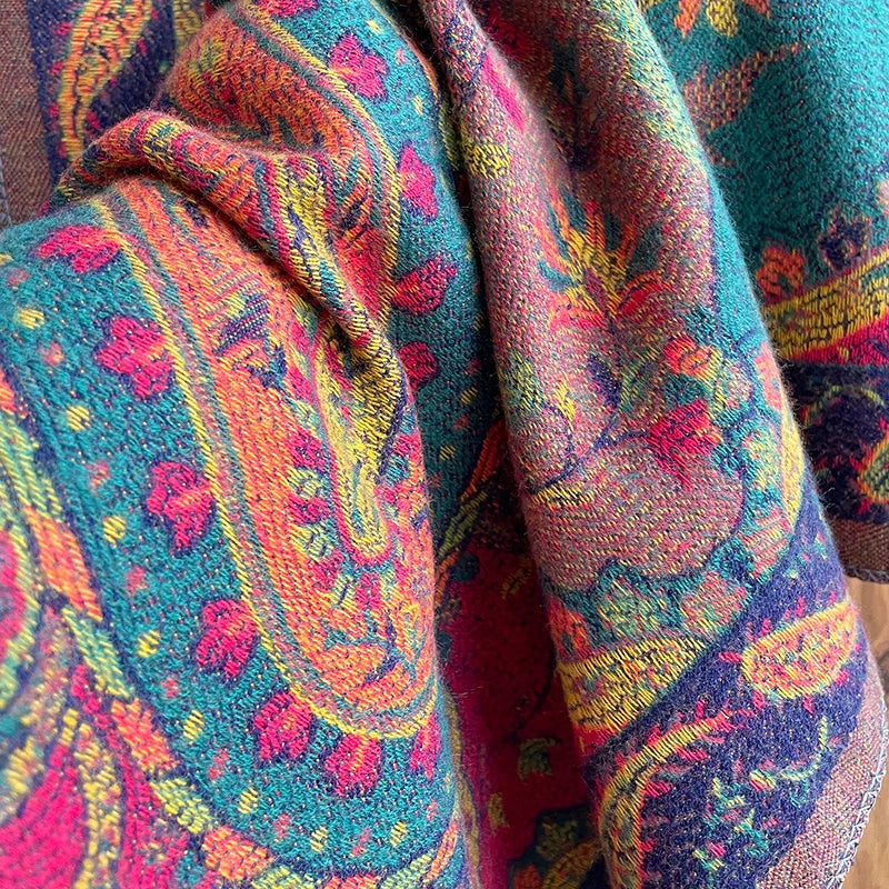Écharpe Jacquard à Motifs Floraux - Style Bohème & Douceur