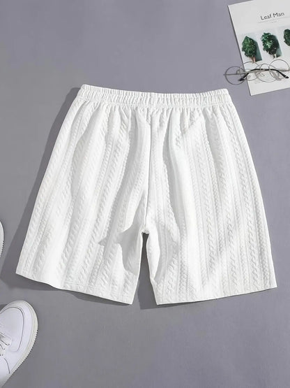 Bas de sport décontracté blanc en maille jacquard pour homme, vue de dos montrant la coupe fluide