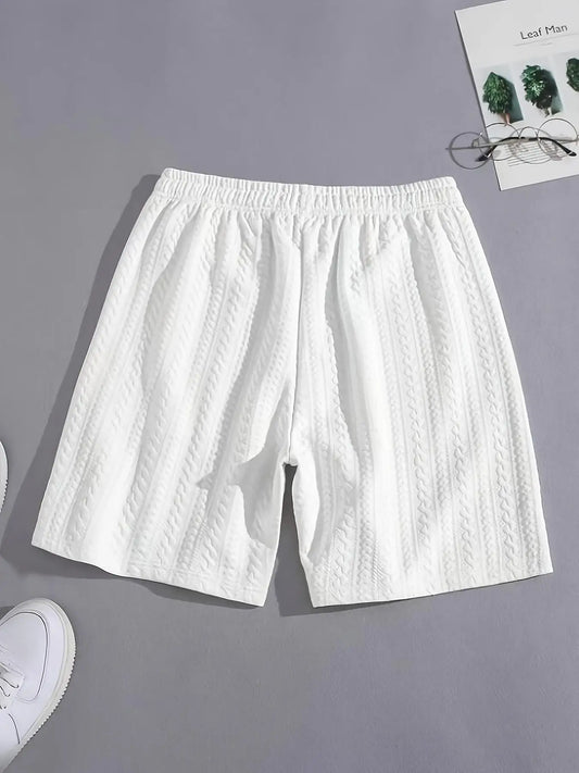 Bas de sport décontracté blanc en maille jacquard pour homme, vue de dos montrant la coupe fluide