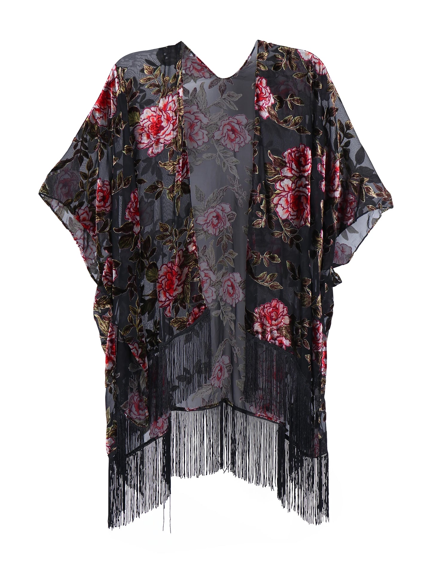 Kimono Long en Tulle Brodé - Élégance Bohème et Légèreté