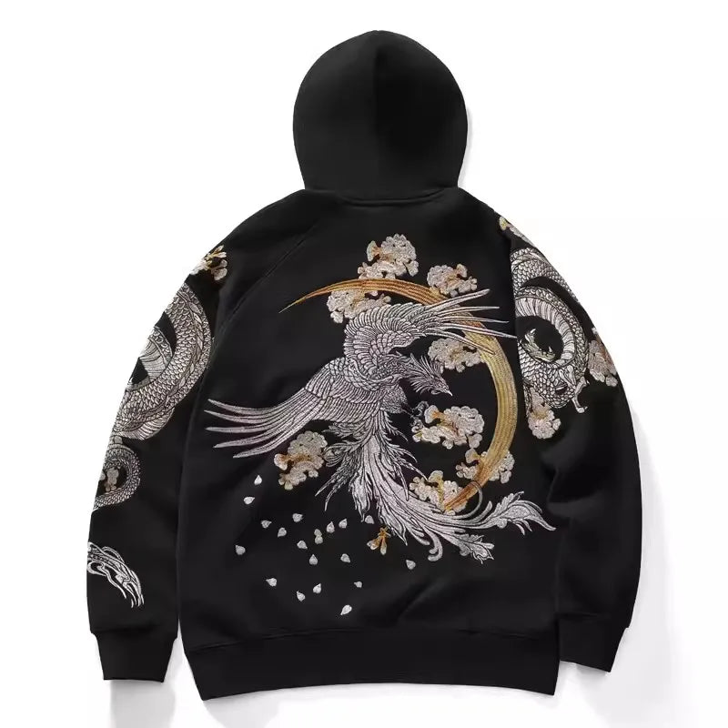 Sweat à Capuche Brodé Japonais