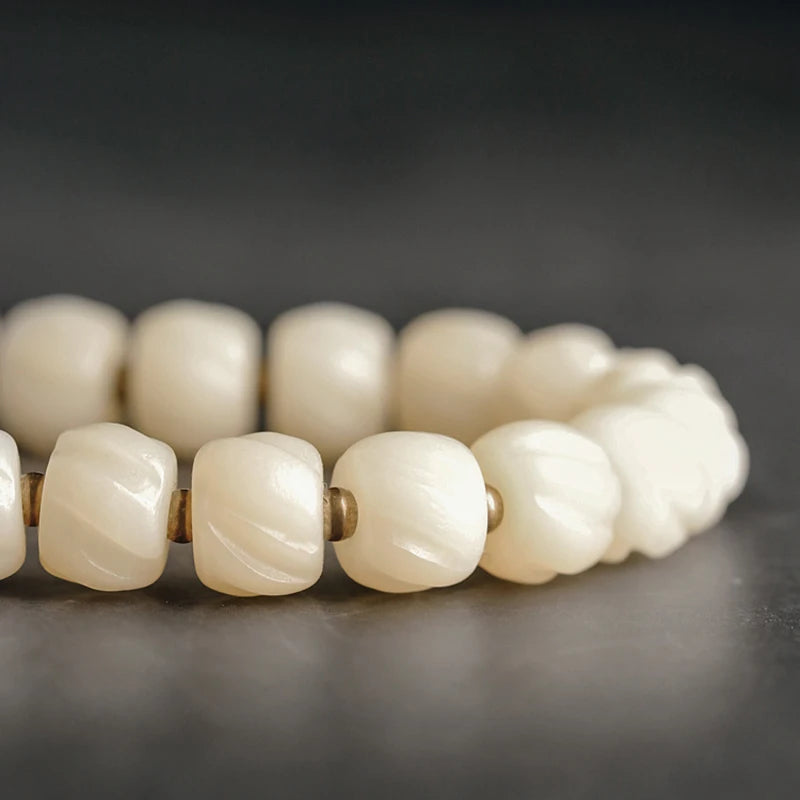 Bracelet Double Rang Os de Yak Tibétain et Cuivre Martelé – Paix et Énergie Positive