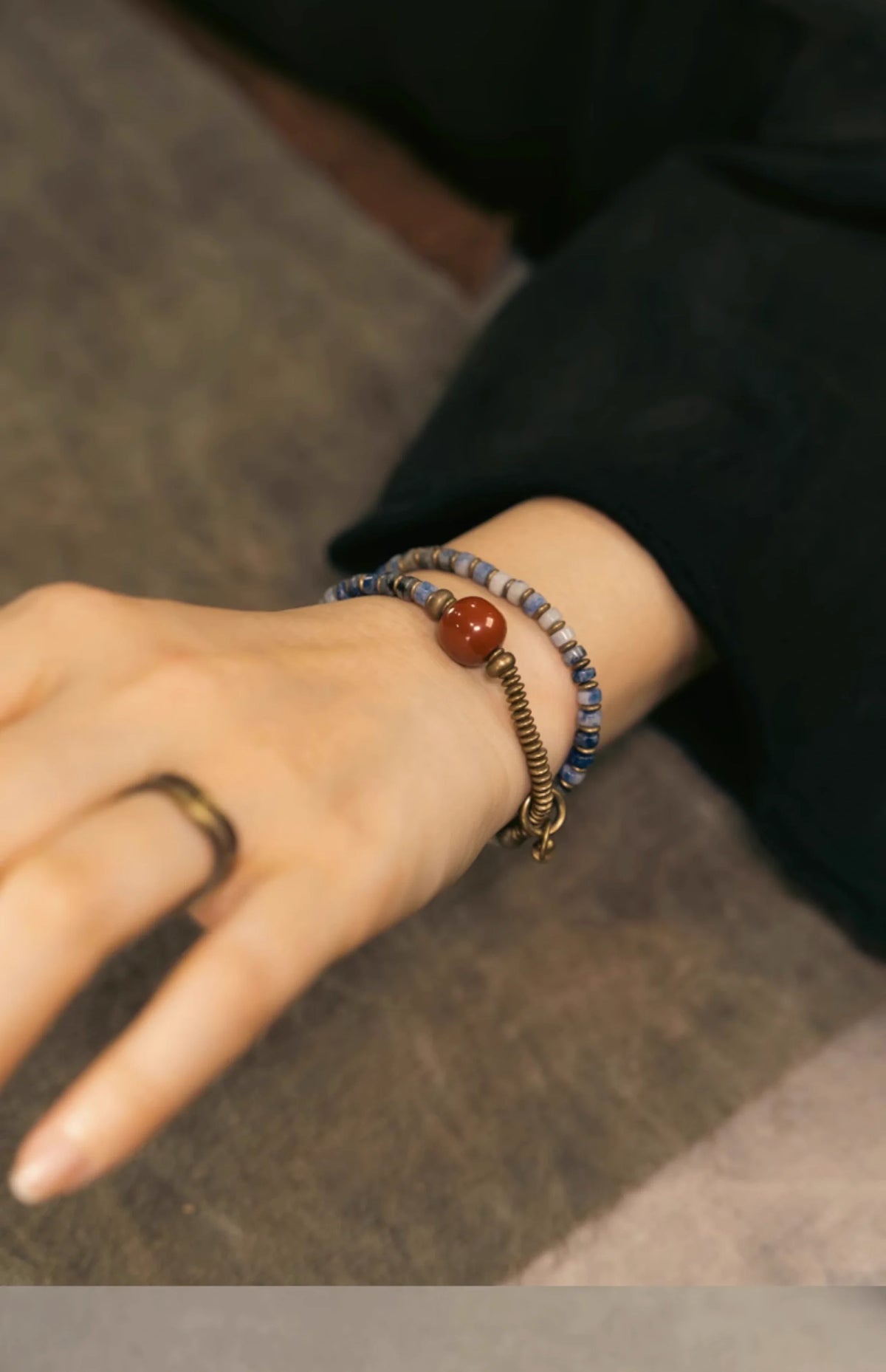 Bracelet Jaspe Paysage ou Jaspe Tacheté Vert ou Bleu – Perles Ethniques Unisexe