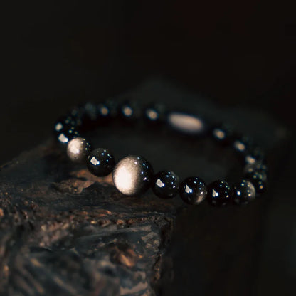 Bracelet Homme Obsidienne et Bois d'Ébène 8 mm – Protection et Méditation