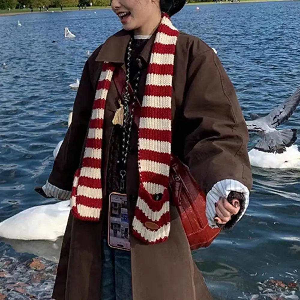 Écharpe en Maille Épaisse à Rayures