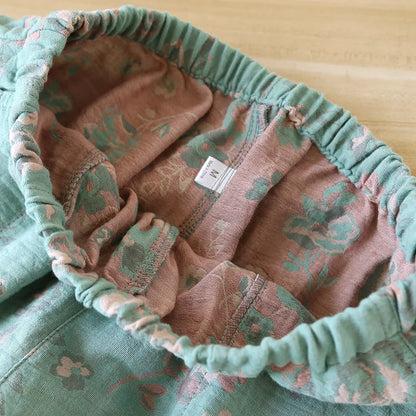 Short de Pyjama Japonais en Coton - Imprimé Vintage