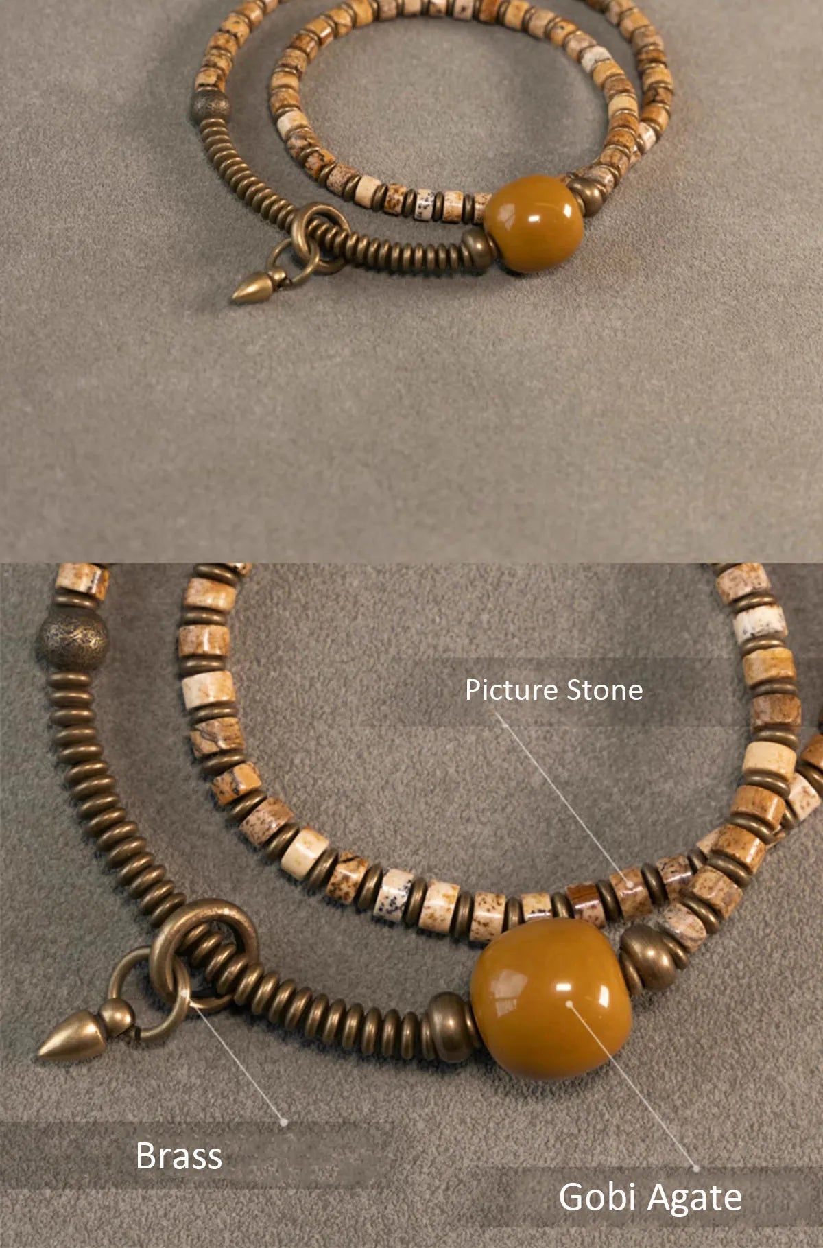 Bracelet Jaspe Paysage ou Jaspe Tacheté Vert ou Bleu – Perles Ethniques Unisexe