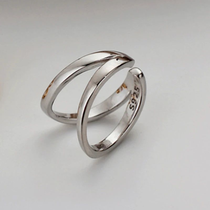 Bague d'Oreille en Argent 925 Géométrique – Double Couche
