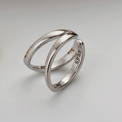 Bague d'Oreille en Argent 925 Géométrique – Double Couche