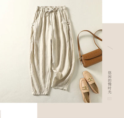 "Tsubaki" Pantalon femme en coton style sarouel | Taille élastiquée, coupe ample vintage