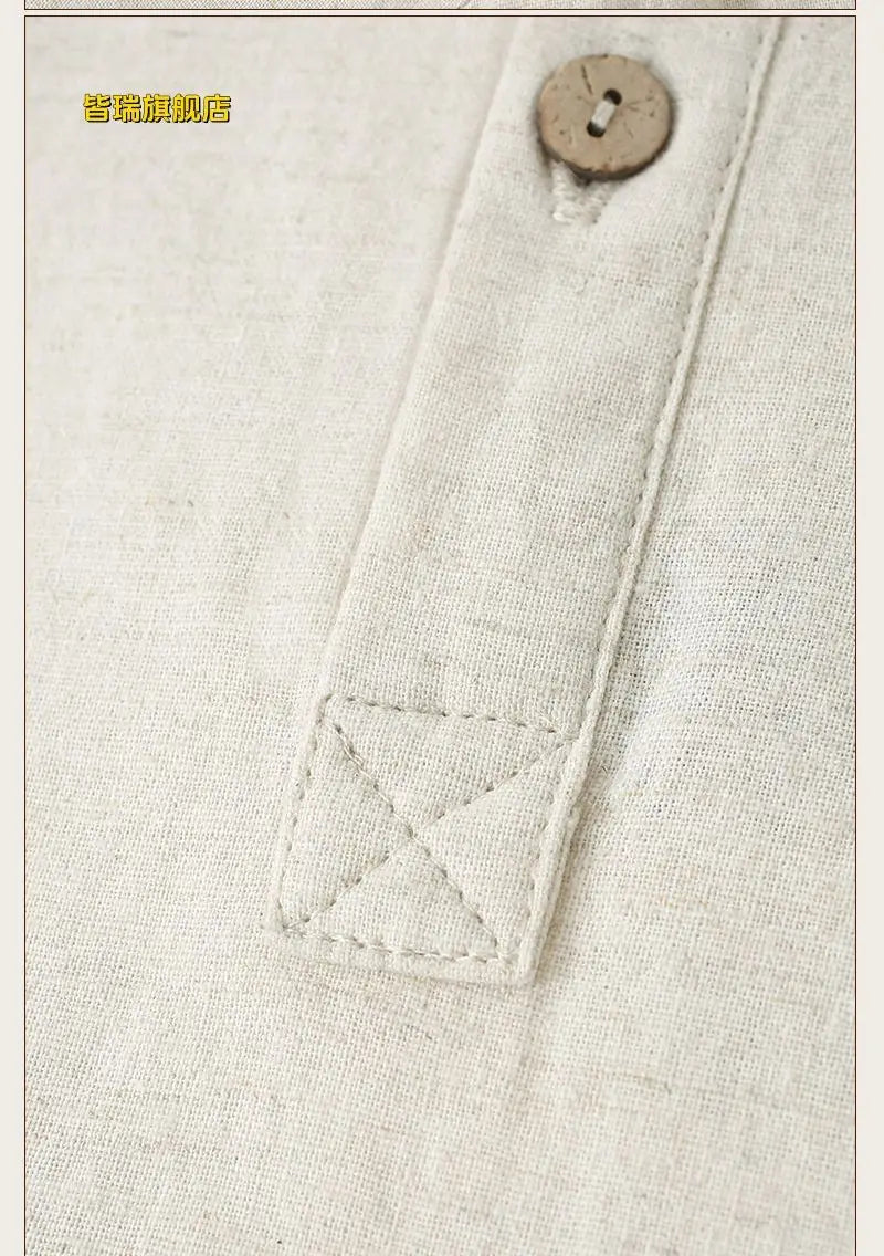 Chemise en Lin et Coton Col Mao