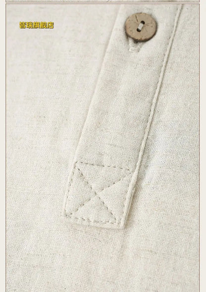 Chemise en Lin et Coton Col Mao