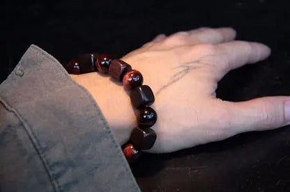 Bracelet Oeil de Tigre 10 mm et Bois d'Ébène – Amulette de Prospérité Homme et Femme