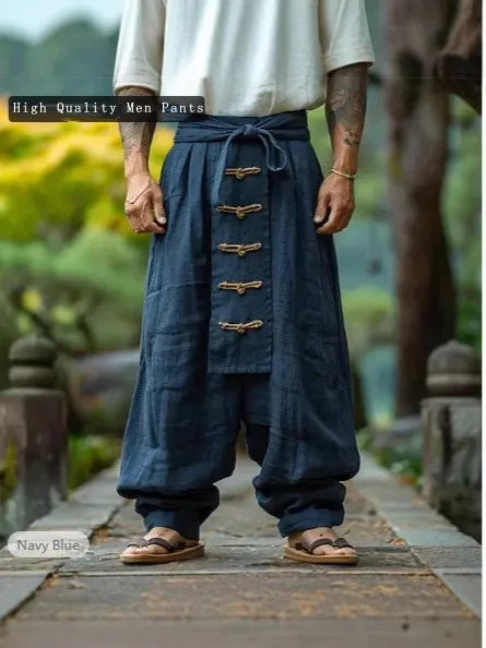 Pantalon Large en Lin et Coton