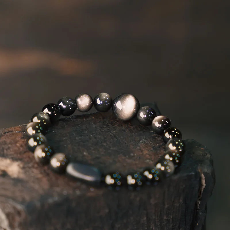 Bracelet Homme Obsidienne et Bois d'Ébène 8 mm – Protection et Méditation