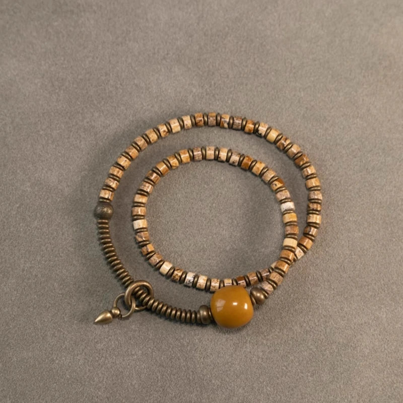 Bracelet Jaspe Paysage ou Jaspe Tacheté Vert ou Bleu – Perles Ethniques Unisexe