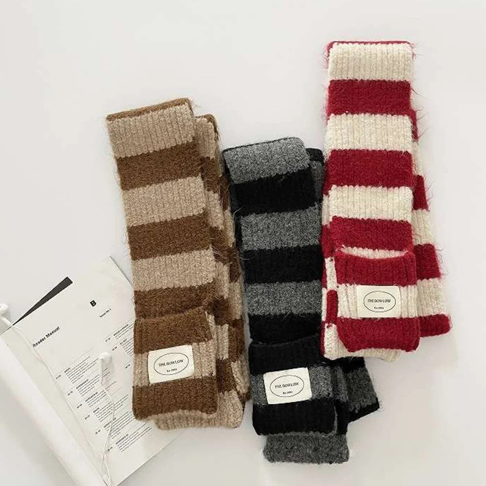 Écharpe en Maille Épaisse à Rayures