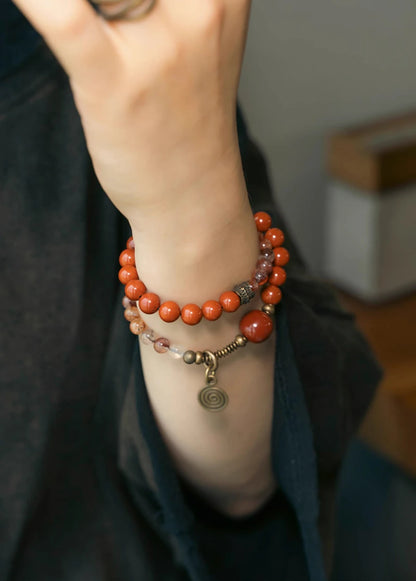 Bracelet Multirang Jade Vert ou Jaspe Rouge et Laiton – Fait Main, Homme et Femme
