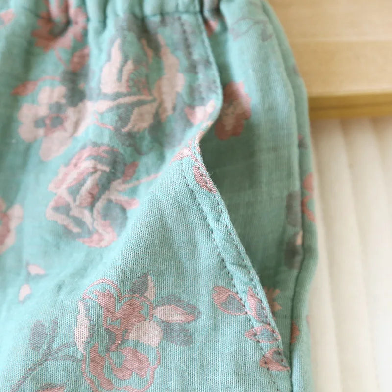 Short de Pyjama Japonais en Coton - Imprimé Vintage