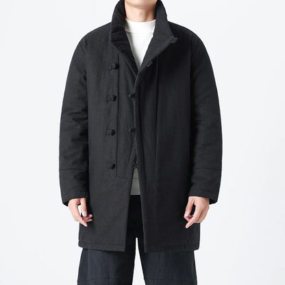 Manteau Long Chinois Asymétrique - Hanfu Hivernal & Tangzhuang Moderne