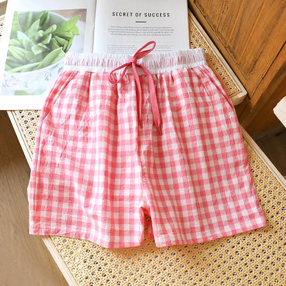 Short de Pyjama en Gaze de Coton et Dentelle