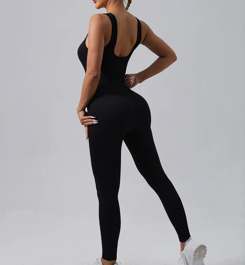 Combinaison de Yoga Femme Sans Coutures - Tenue de Sport Une Pièce Sans Manches pour Fitness et Gym