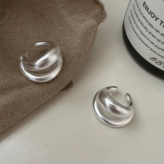Ear cuff double argent 925 – Clips d’oreille rétro sans percage, ajustable