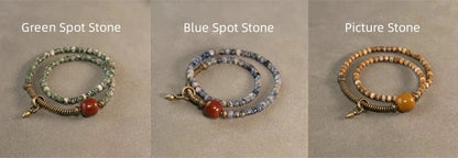 Bracelet Jaspe Paysage ou Jaspe Tacheté Vert ou Bleu – Perles Ethniques Unisexe