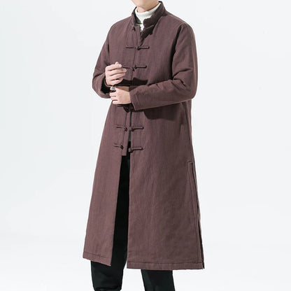 Manteau Long Style Chinois Marron - L’Élégance du Hanfu Moderne