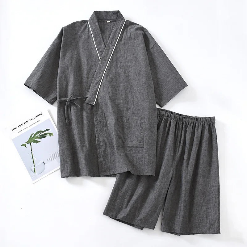 Pyjama Kimono Homme en Coton - Style Japonais Zen