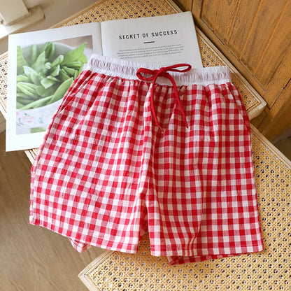 Short de Pyjama en Gaze de Coton et Dentelle