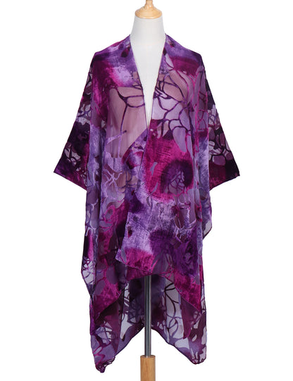 Kimono Long en Tulle Brodé - Élégance Bohème et Légèreté