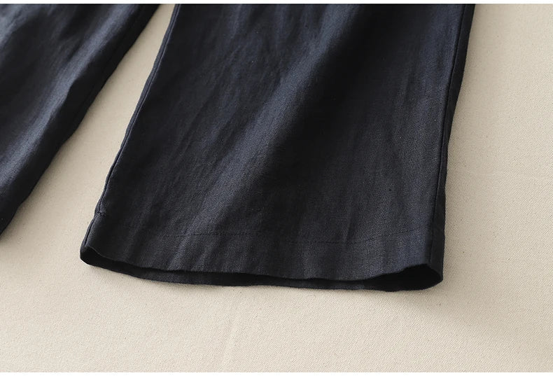 "Shizuka" Pantalon femme en lin et coton | Taille haute droite, style simple et élégant
