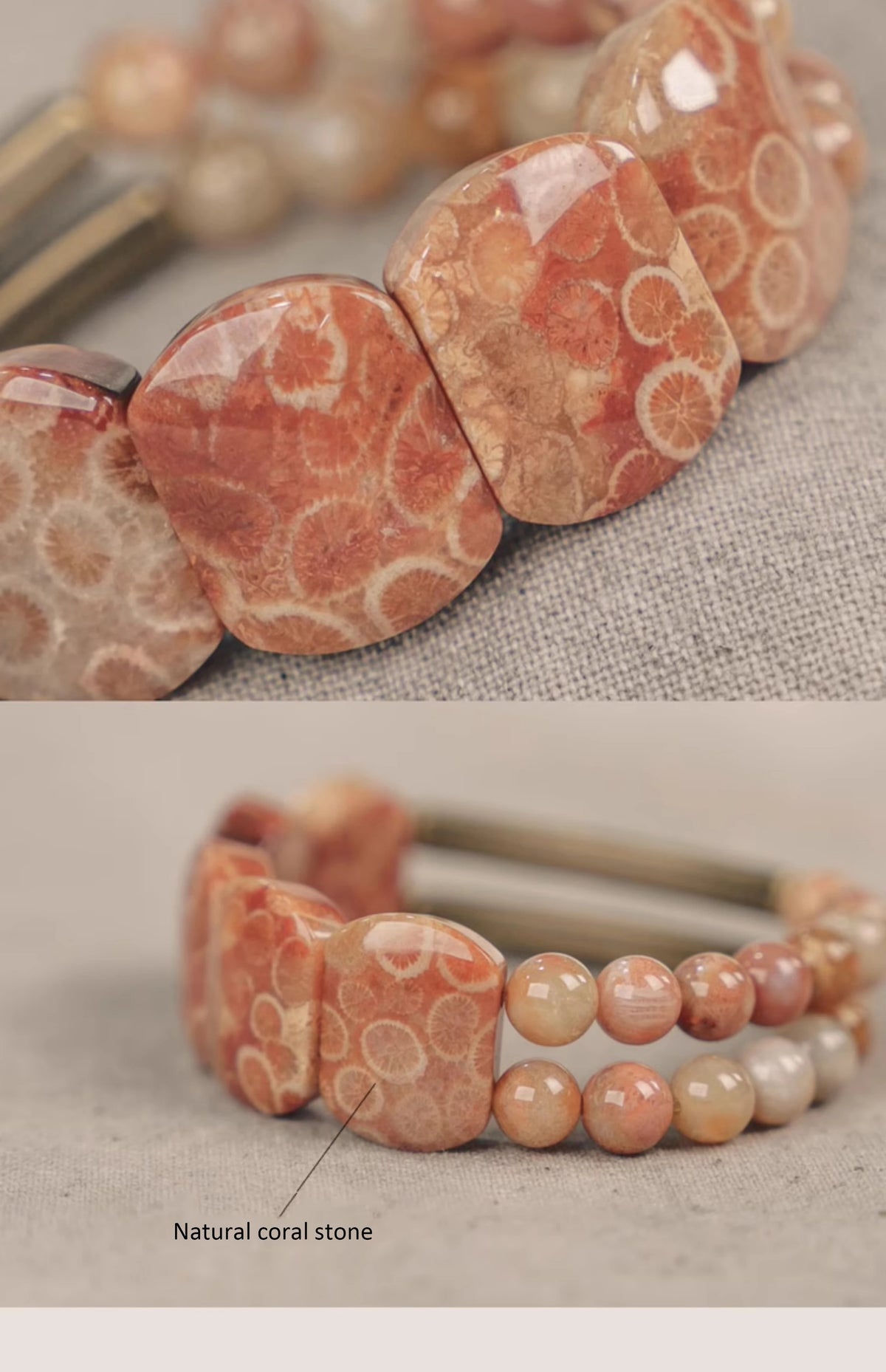 Bracelet Pierre Rouge Naturelle et Perles de Laiton – Bijou Yoga et Sérénité Unisexe