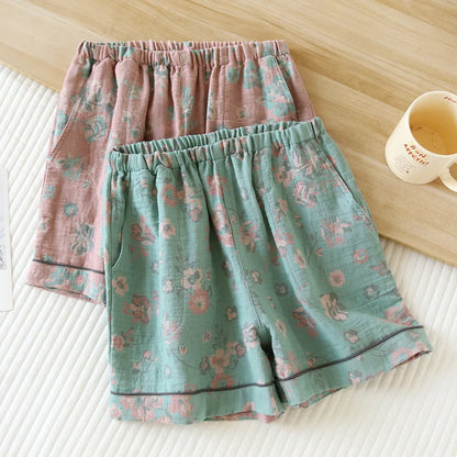 Short de Pyjama Japonais en Coton - Imprimé Vintage