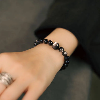 Bracelet Homme Obsidienne et Bois d'Ébène 8 mm – Protection et Méditation